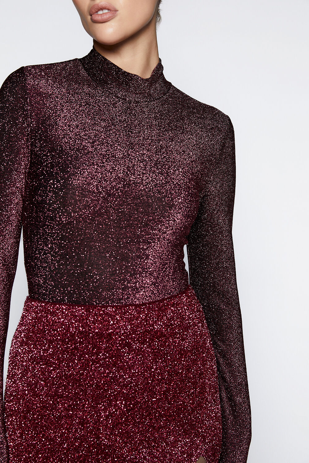 LYRIC LUREX BODYSUIT in colour CHILI PEPPER