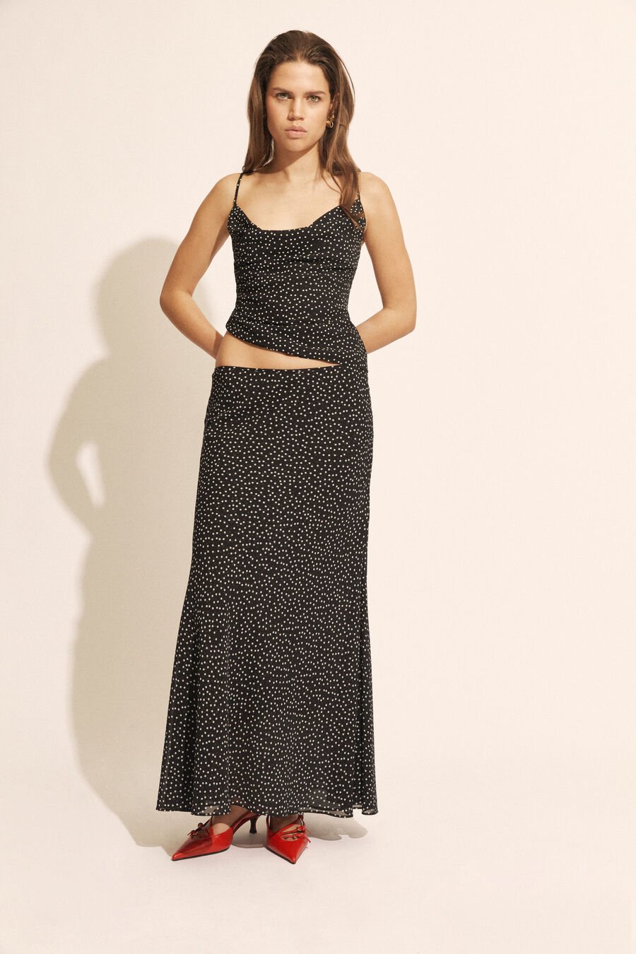 MONROE MAXI SKIRT in colour BLACK SPOT
