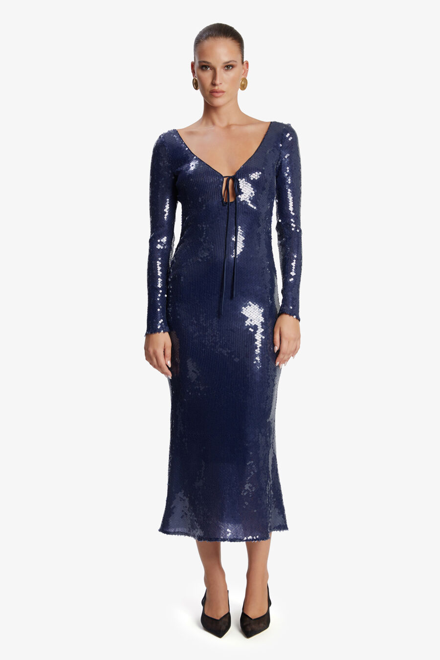 VERONA SEQUIN MAXI DRESS in colour NAVY