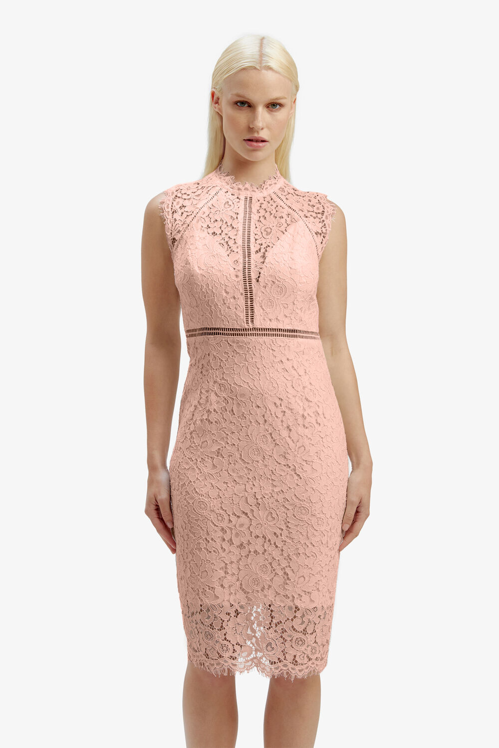 LACE PANEL BLUSH in colour SOFT PINK