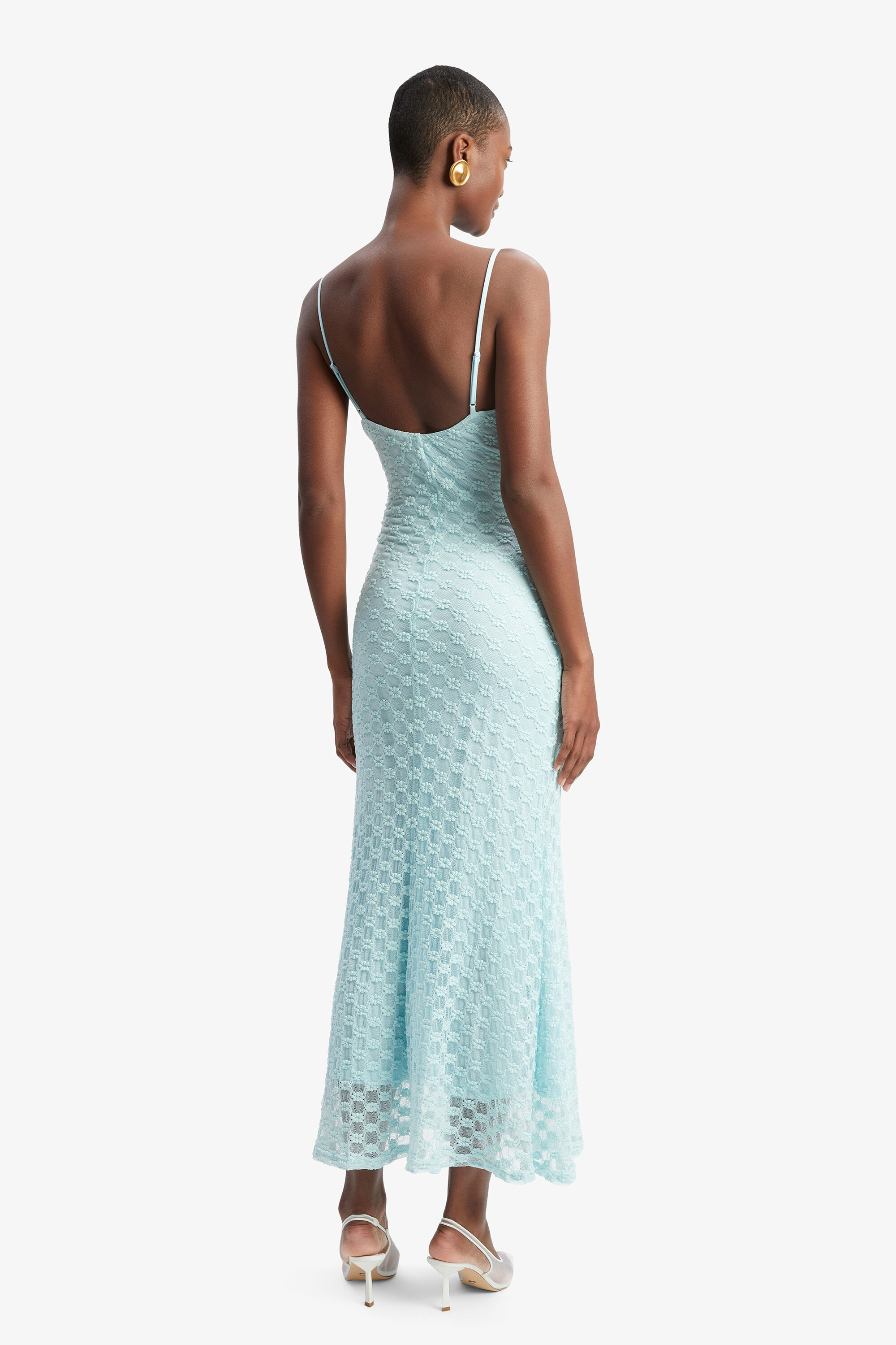Adoni Printed Mesh Midi Dress 132801 Pink Tie Dye