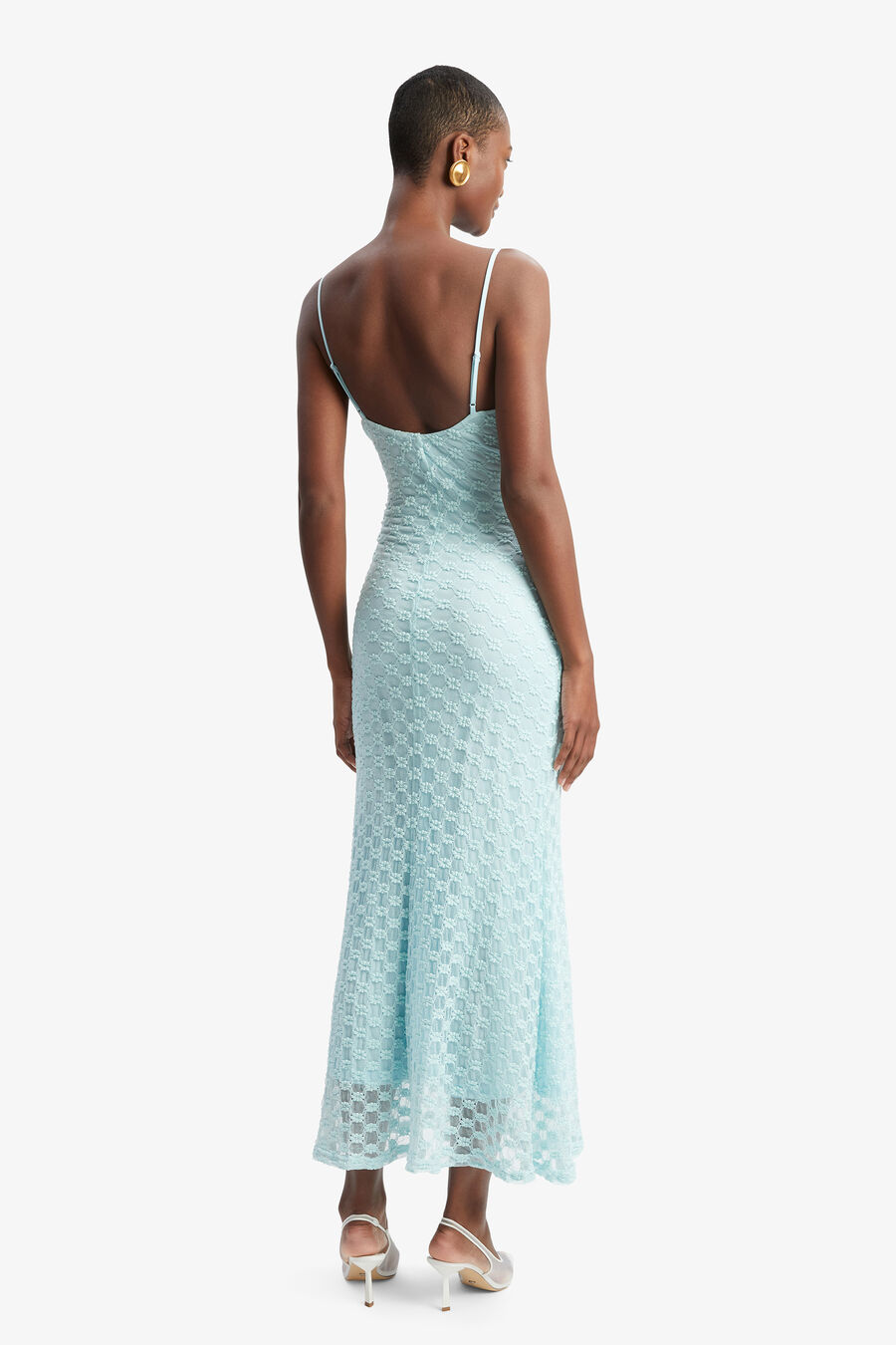ADONI MESH MIDI DRESS in colour AQUA