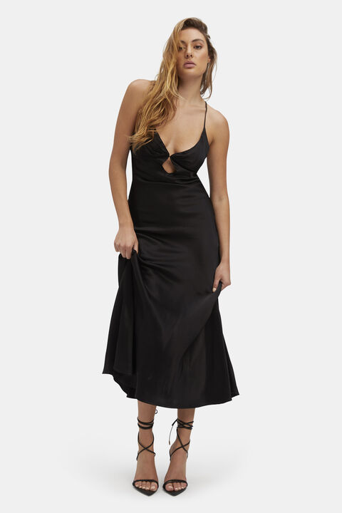 ZURI SLIP DRESS in colour CAVIAR