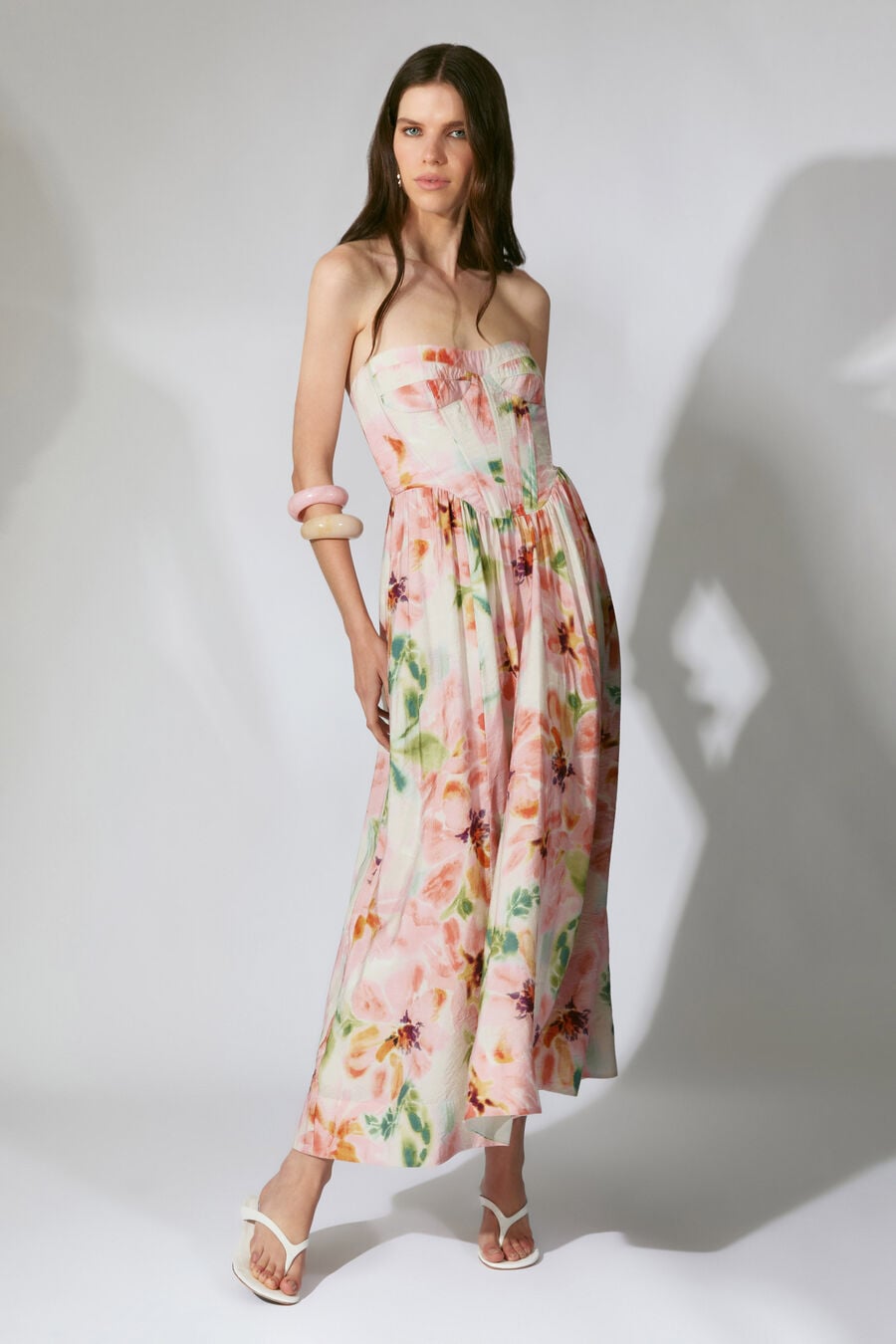 lola corset midi dress LOLA CORSET MIDI DRESS - PINK FLORAL