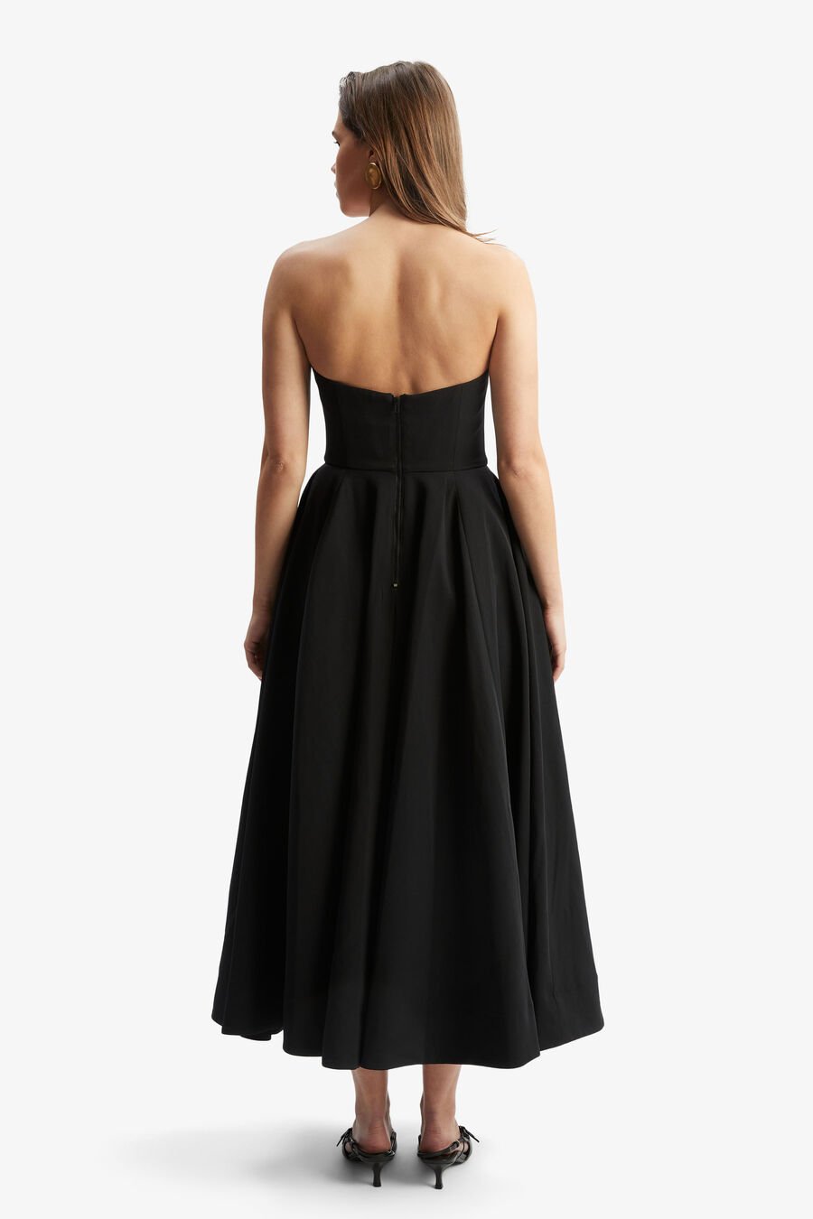OPAL VOLUME MIDI DRESS in colour BLACK