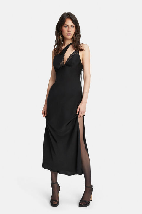 Lamont Slip Dress in Black | Bardot