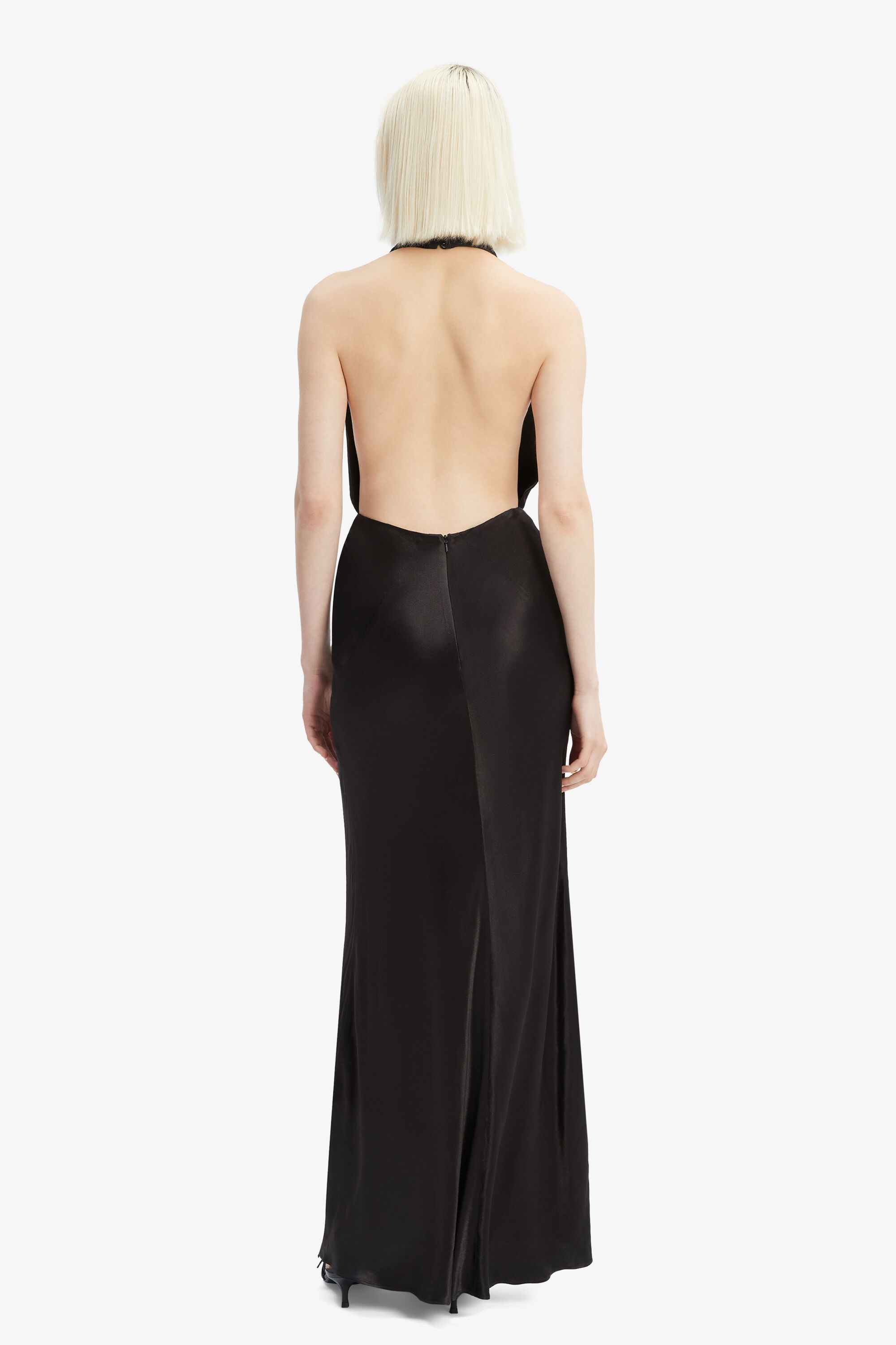 Nola Satin Cowl Maxi Dress In Black | Bardot
