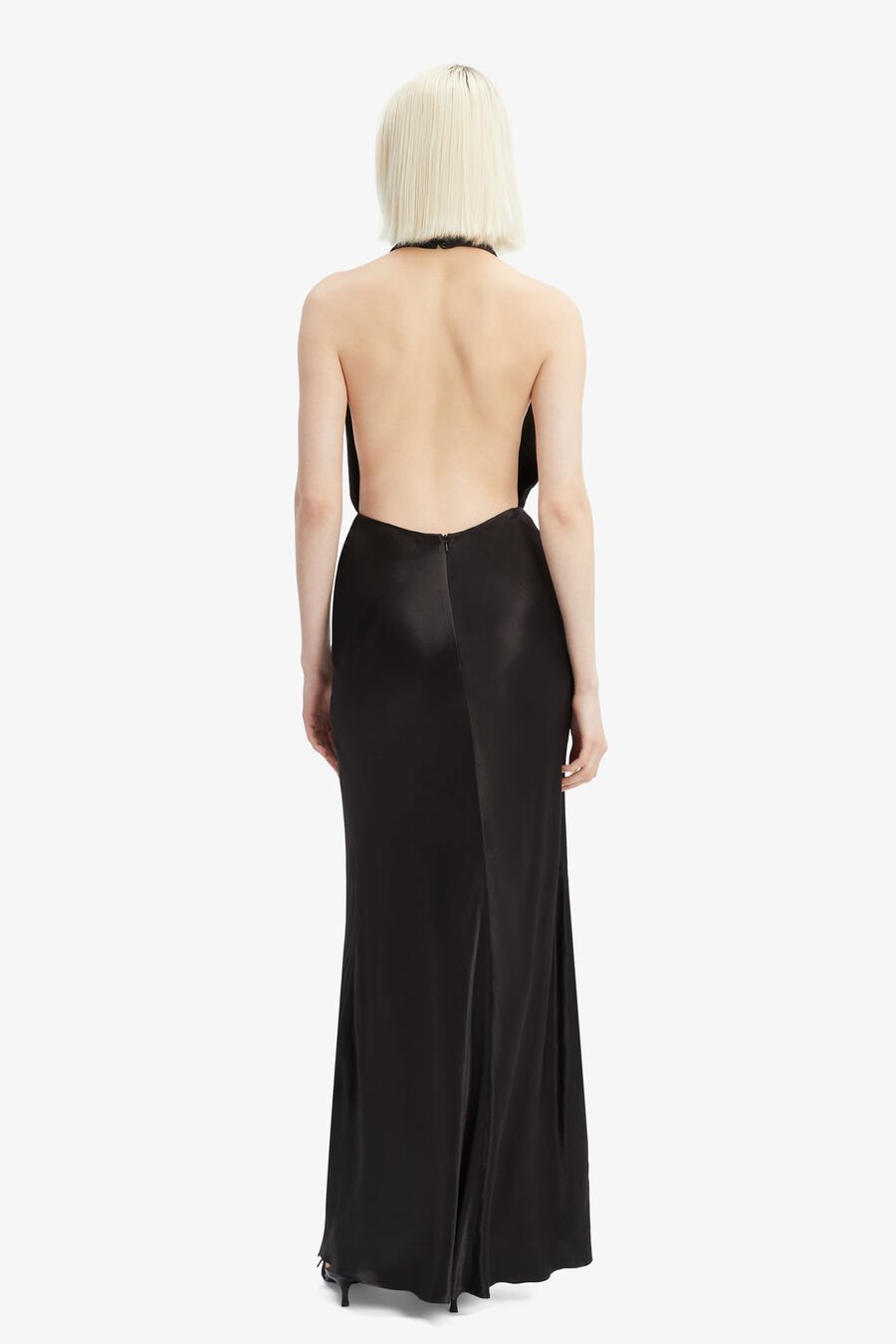 NOLA SATIN COWL MAXI DRESS in colour BLACK