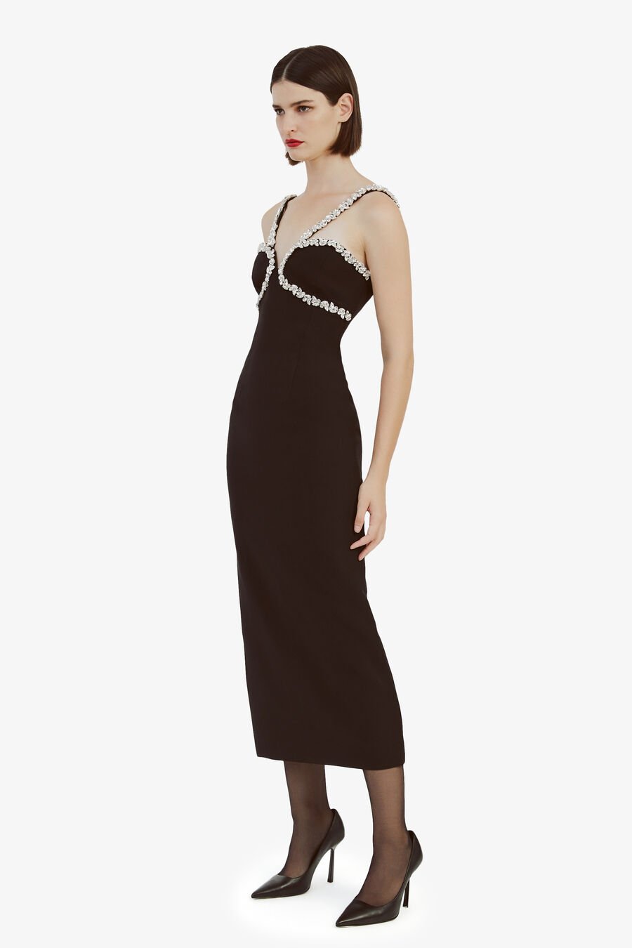 AMALIA DIAMANTE MIDI DRESS in colour BLACK