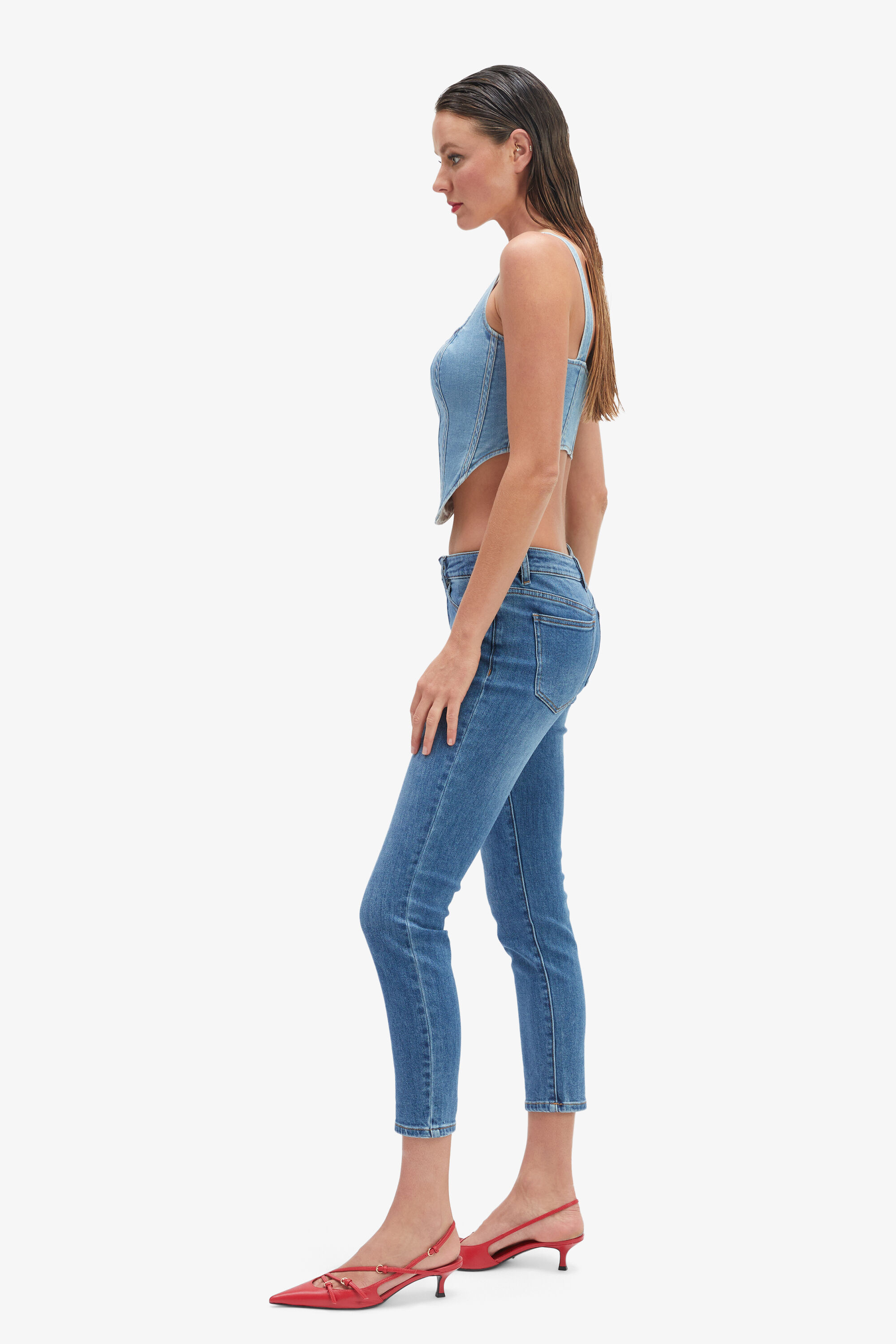 Denim Corset Bustier In Vintage | Bardot