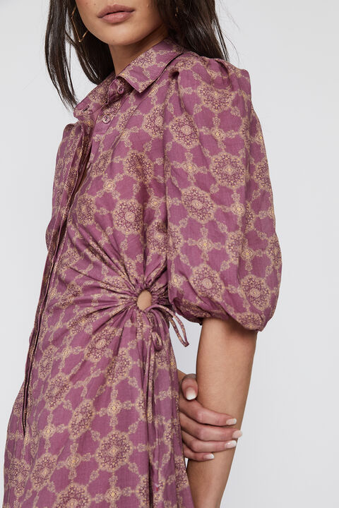 CUT OUT MIDI SHIRT DRESS in colour PALE MAUVE
