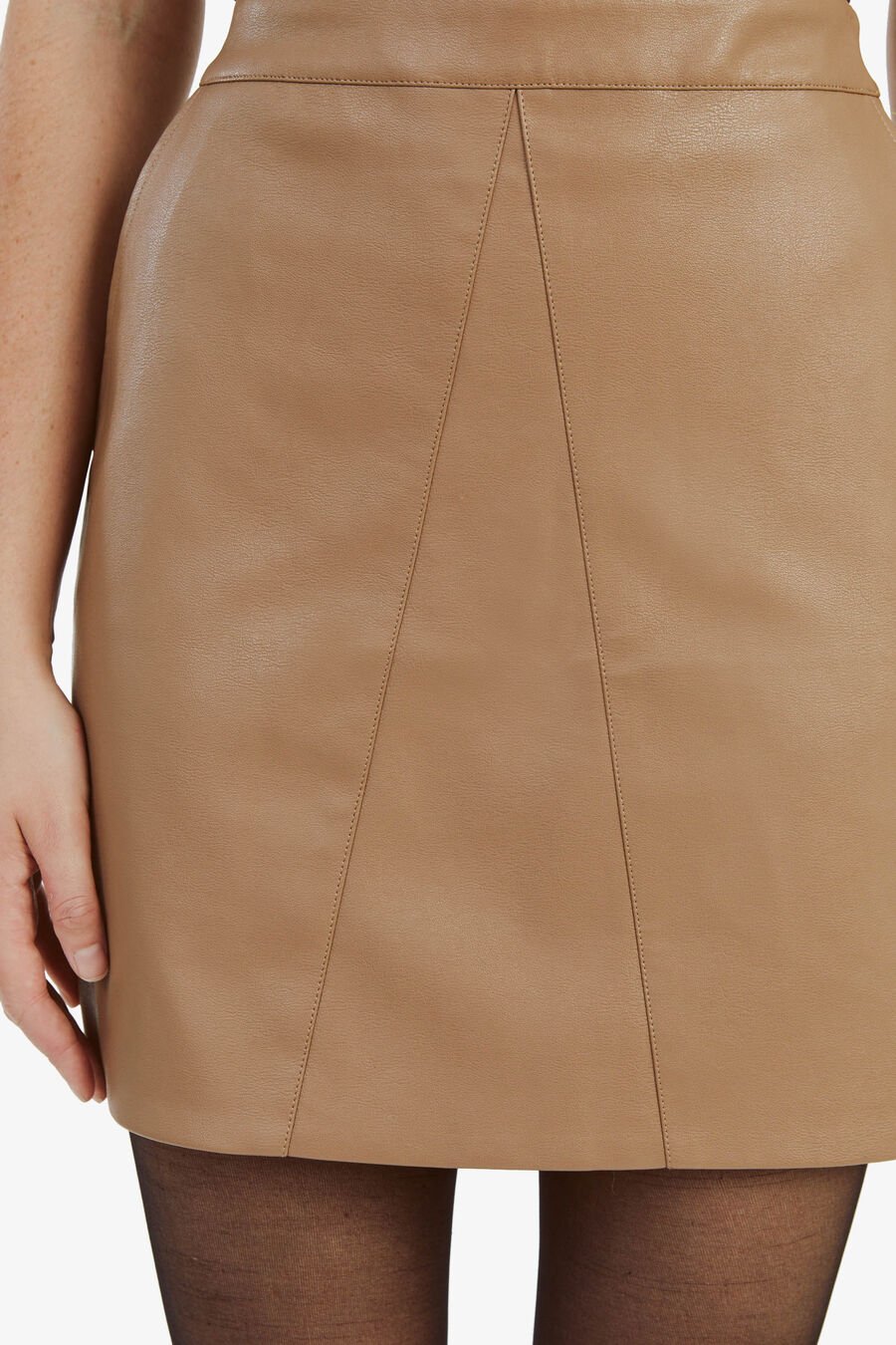 ALEXIS VEGAN LEATHER SKIRT in colour CAMEL