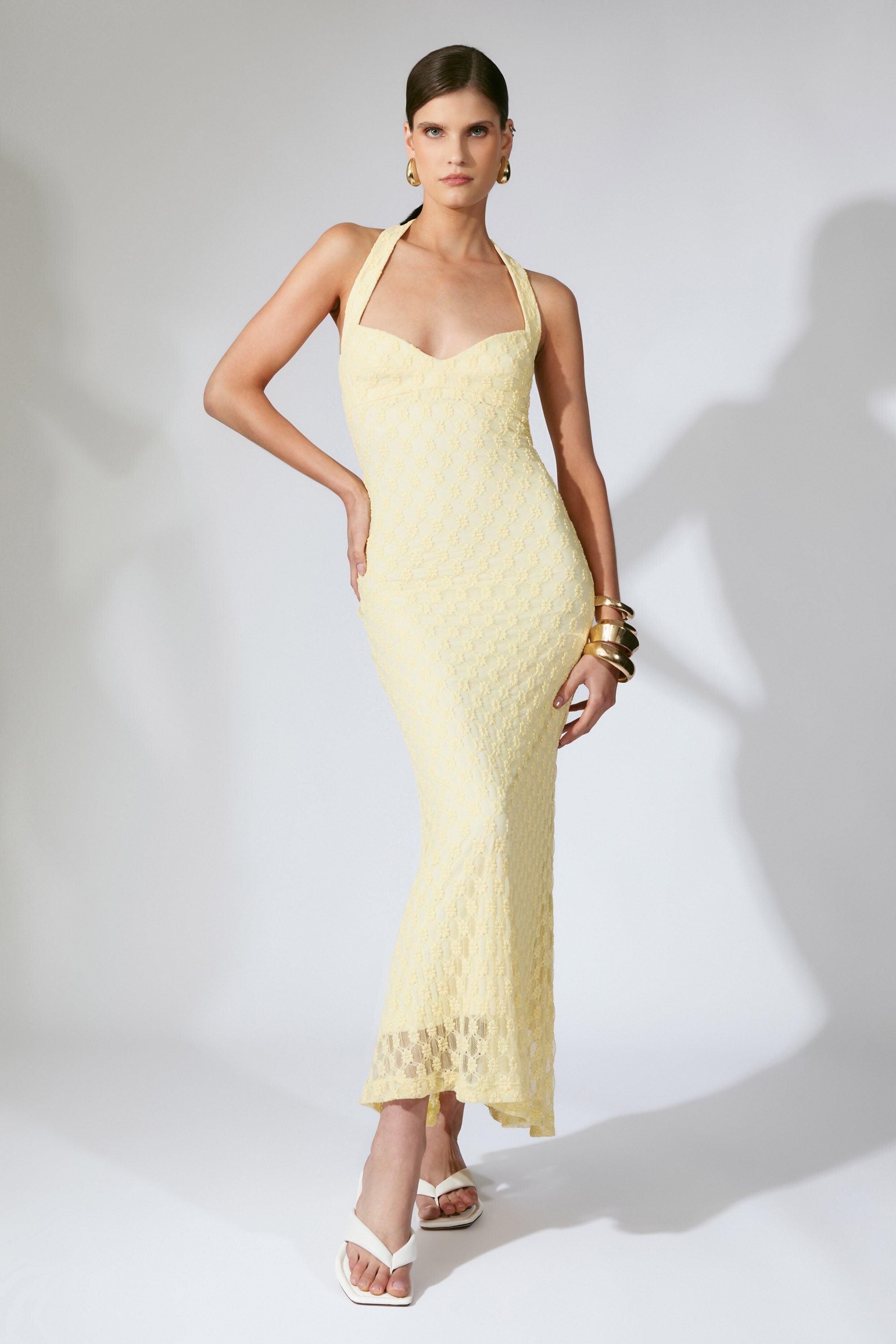 Bardot Mariko Halter Neck Midi Dress in Yellow - Size 2