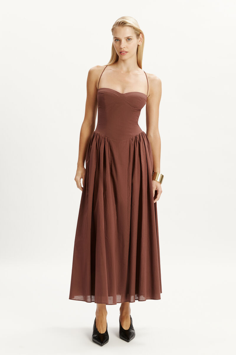 Elise Godet Maxi Dress Chocolate