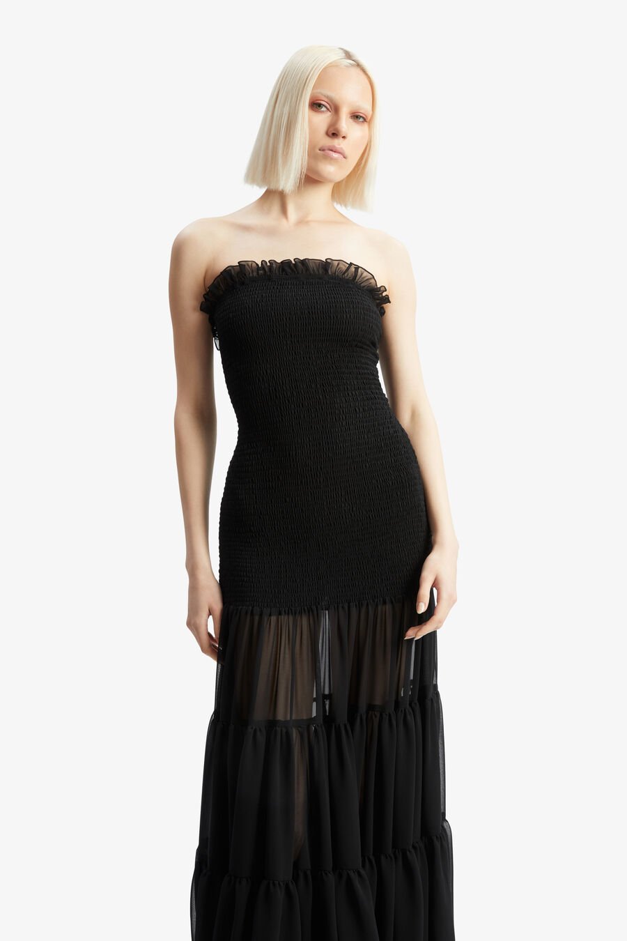 AZURA STRAPLESS MAXI DRESS in colour BLACK