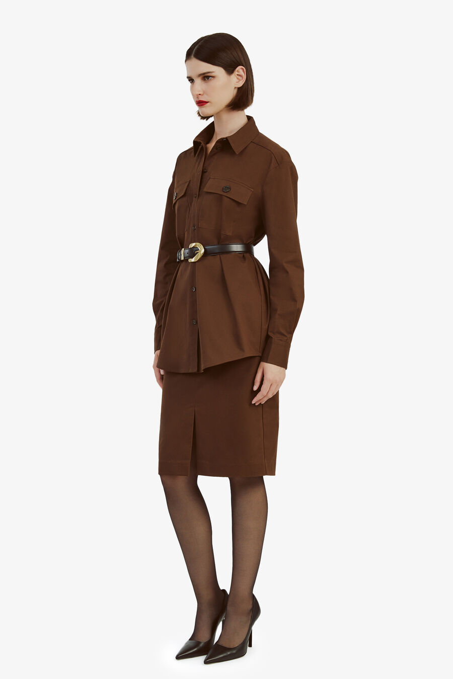 TYBI COTTON SHIRT in colour CHOCOLATE