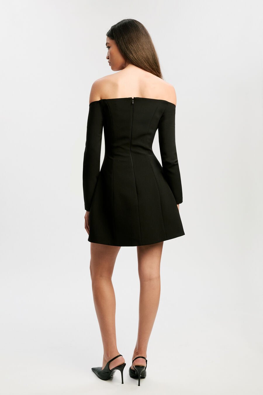 NADENE HOURGLASS MINI DRESS in colour BLACK