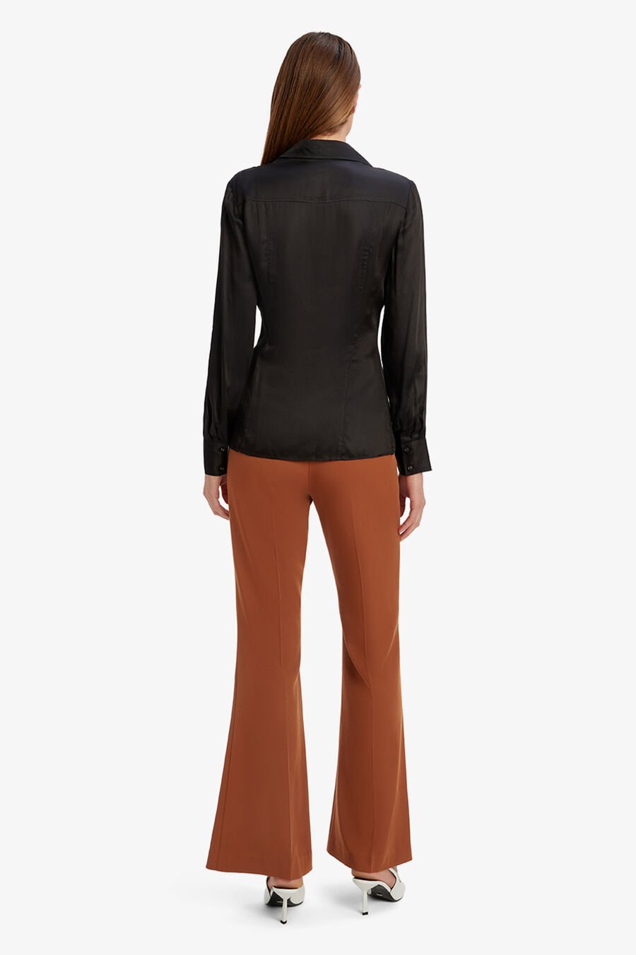 FITTED SATIN SHIRT in colour BLACK