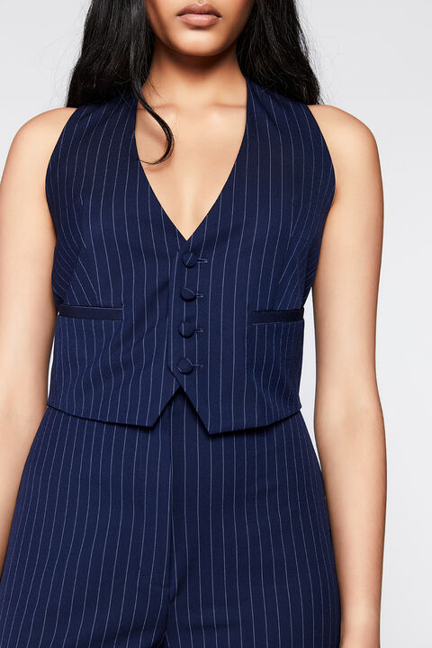CALLISTA PIN STRIPE VEST in colour PEACOAT