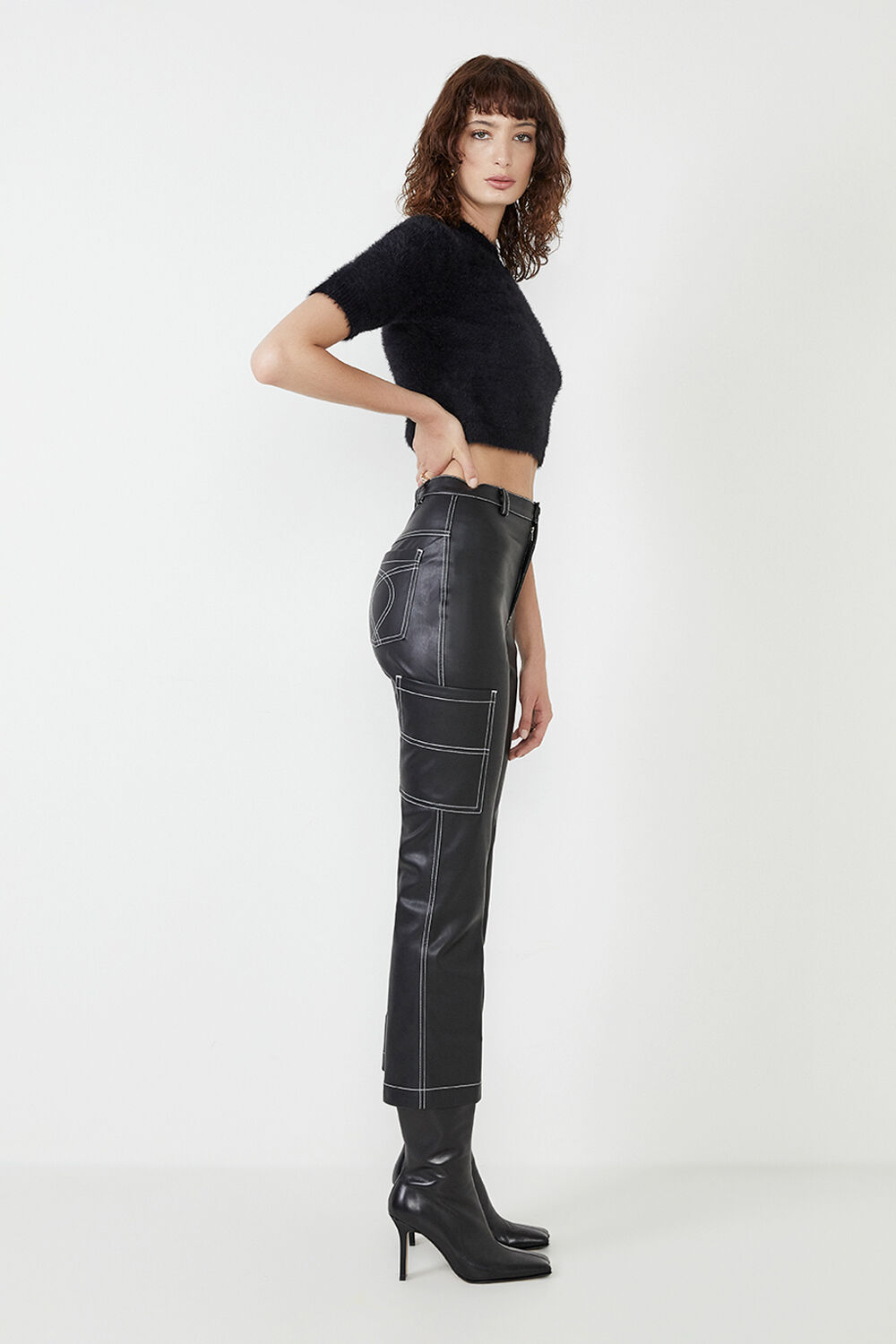 GIGI VEGAN LEATHER PANT in colour CAVIAR