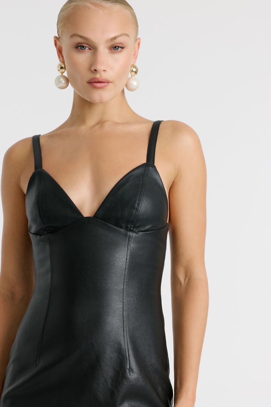 ESTINE VEGAN LEATHER DRESS in colour Black