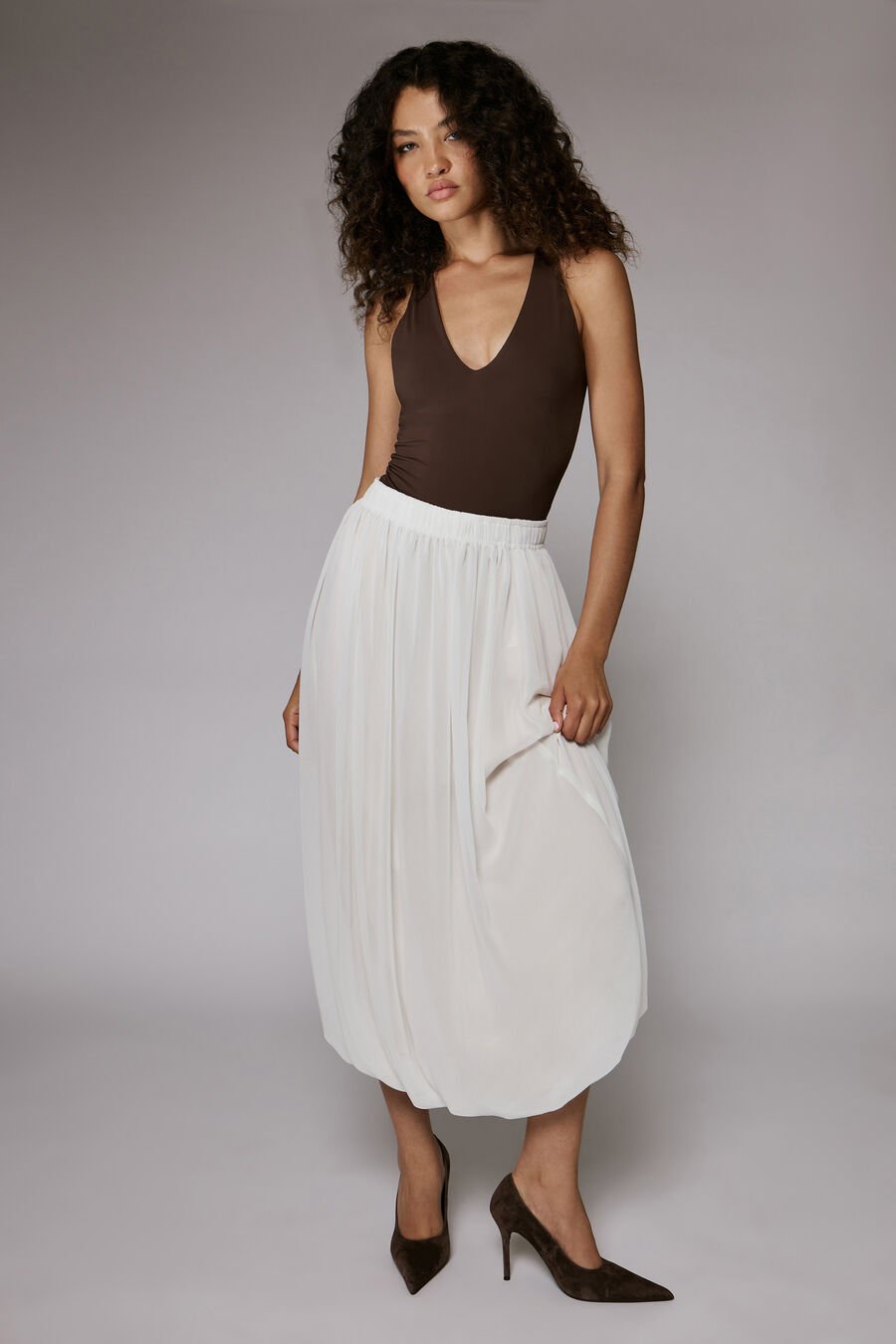 CORINA CHIFFON MAXI SKIRT in colour IVORY