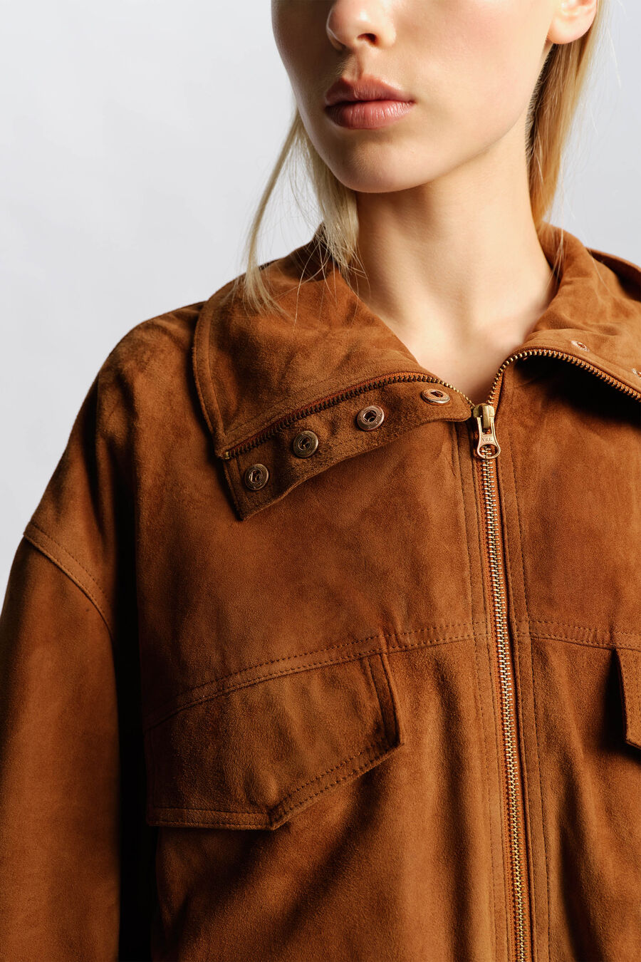 ANJA GENUINE SUEDE JACKET in colour Russet