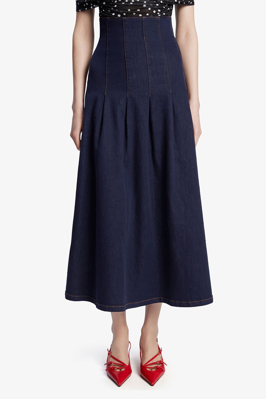 ZETA DENIM MIDI SKIRT in colour DARK