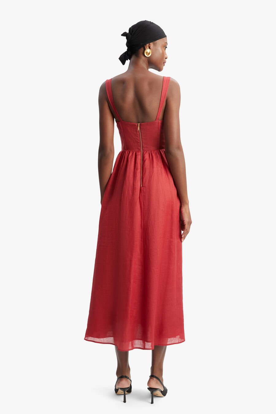 ESRA MIDI DRESS in colour FIRE RED