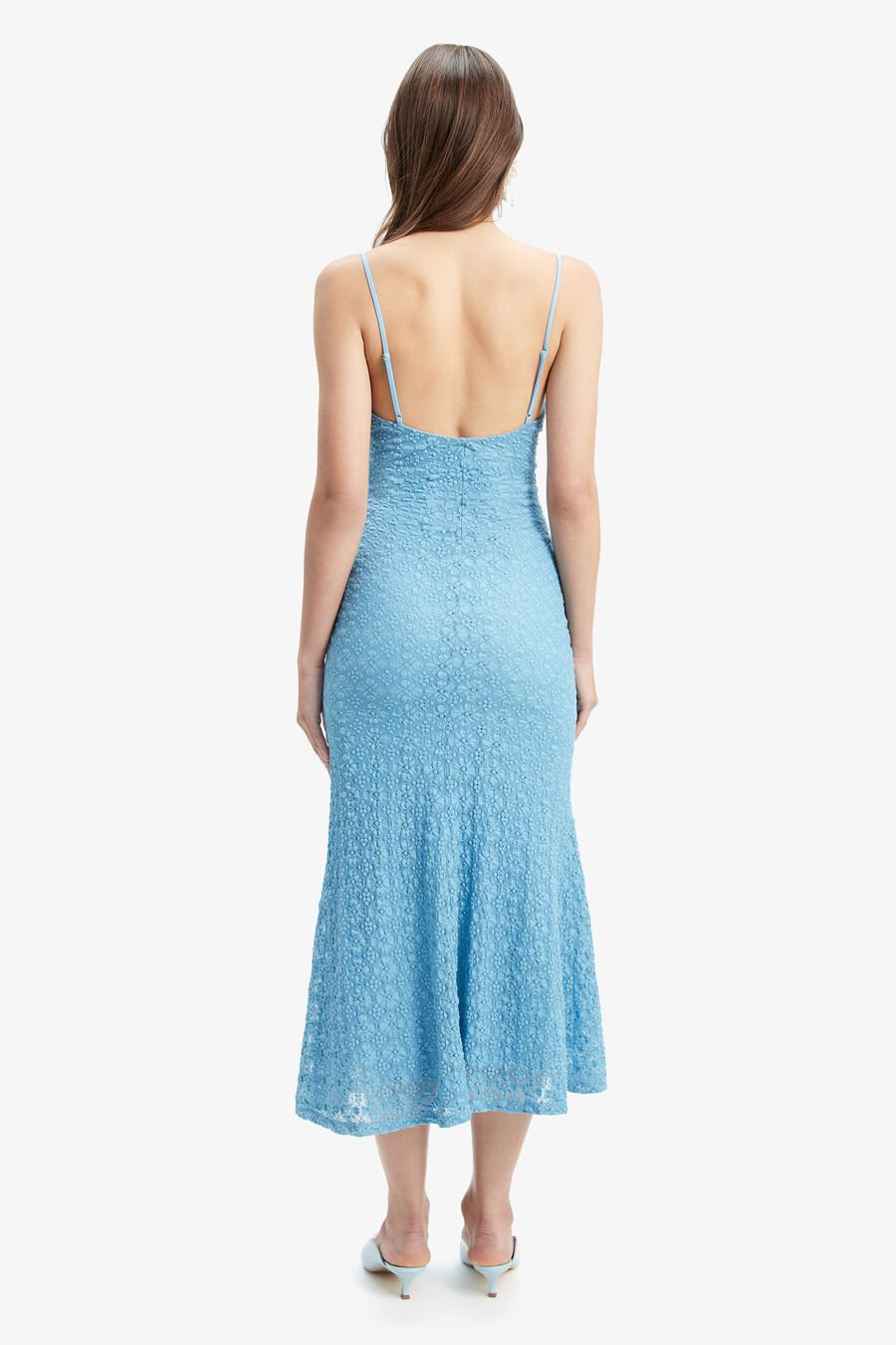 ADONI MESH MIDI DRESS in colour MID BLUE
