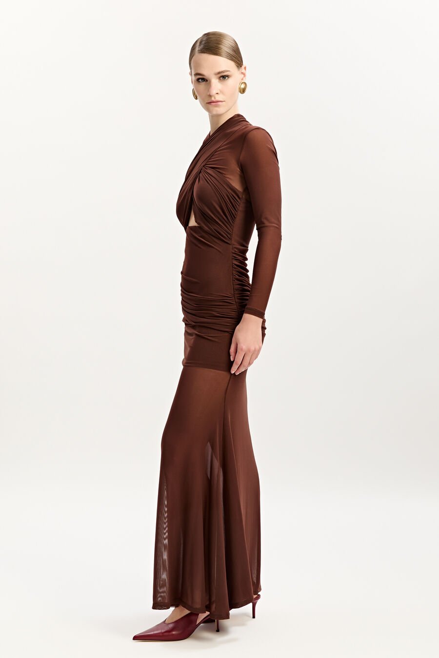 Veria Wrap Mesh Maxi Dress