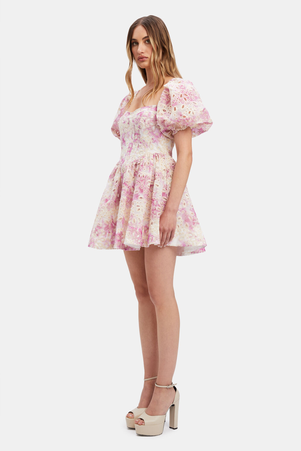 KIAH FLORAL MINI DRESS in colour CRIMSON