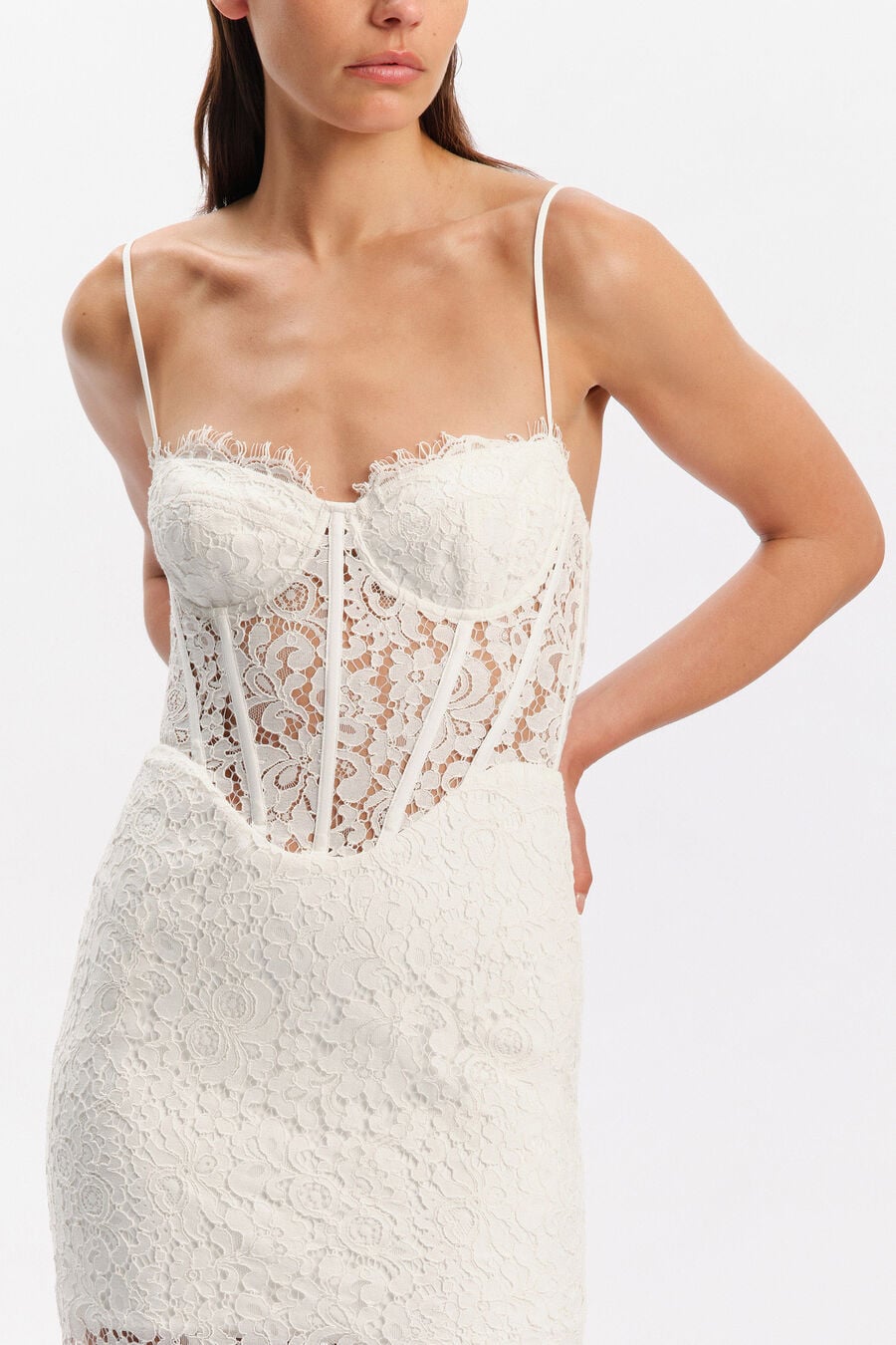 OLINA CORSET MIDI DRESS in colour Orchid White