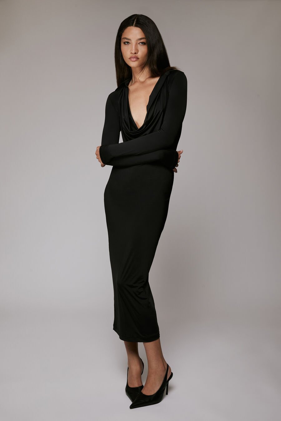 LOREL MIDI DRESS in colour BLACK