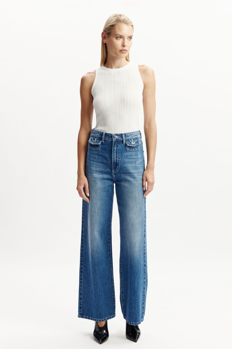 CLAUDINA WIDE LEG JEAN in colour DARKDENIM