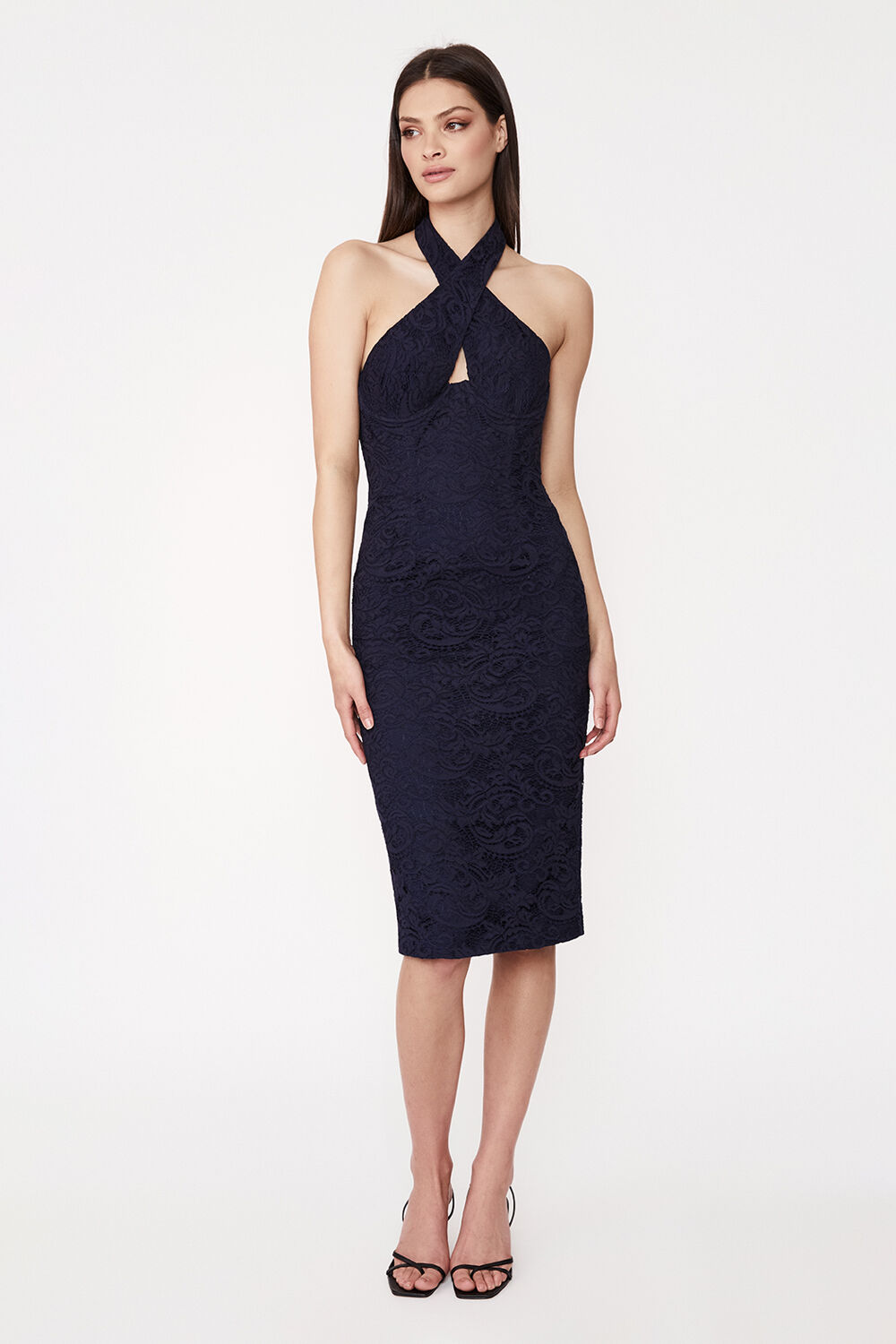 RIVIERA CORSET DRESS in colour BLACK IRIS