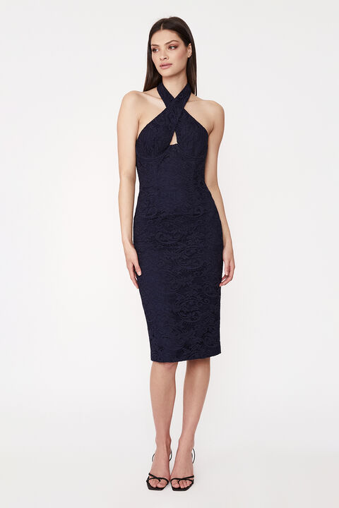 RIVIERA CORSET DRESS in colour BLACK IRIS