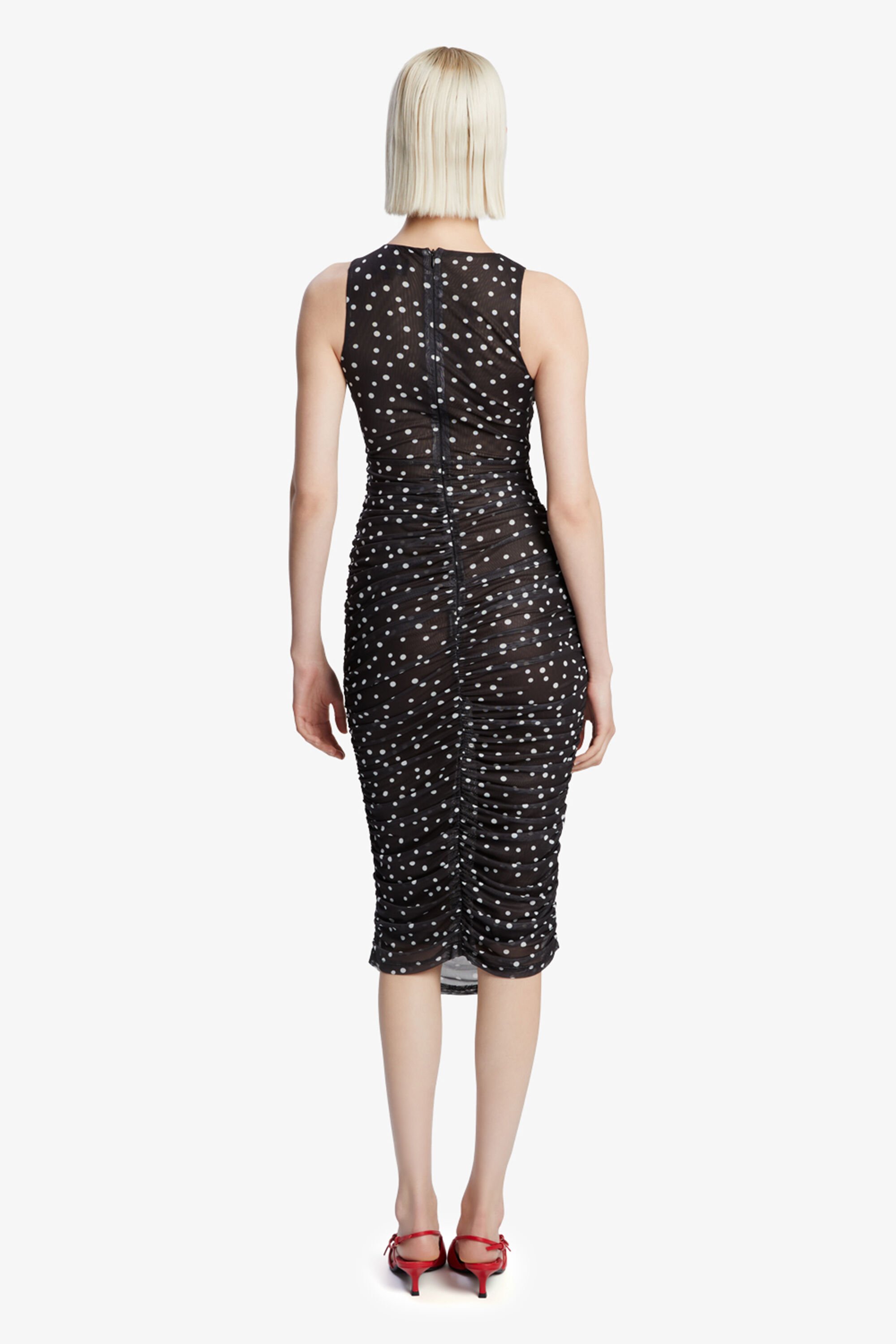 Black spot mesh dress sales