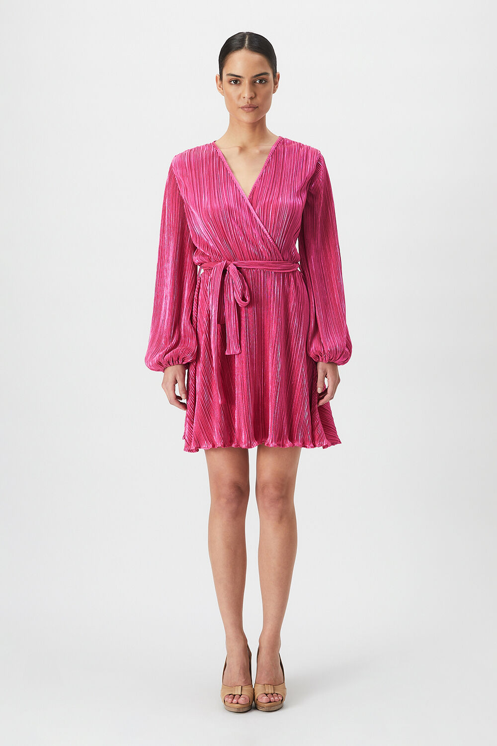 BELLISSA PLEAT DRESS in colour AZALEA PINK