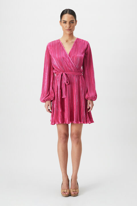 BELLISSA PLEAT DRESS in colour AZALEA PINK