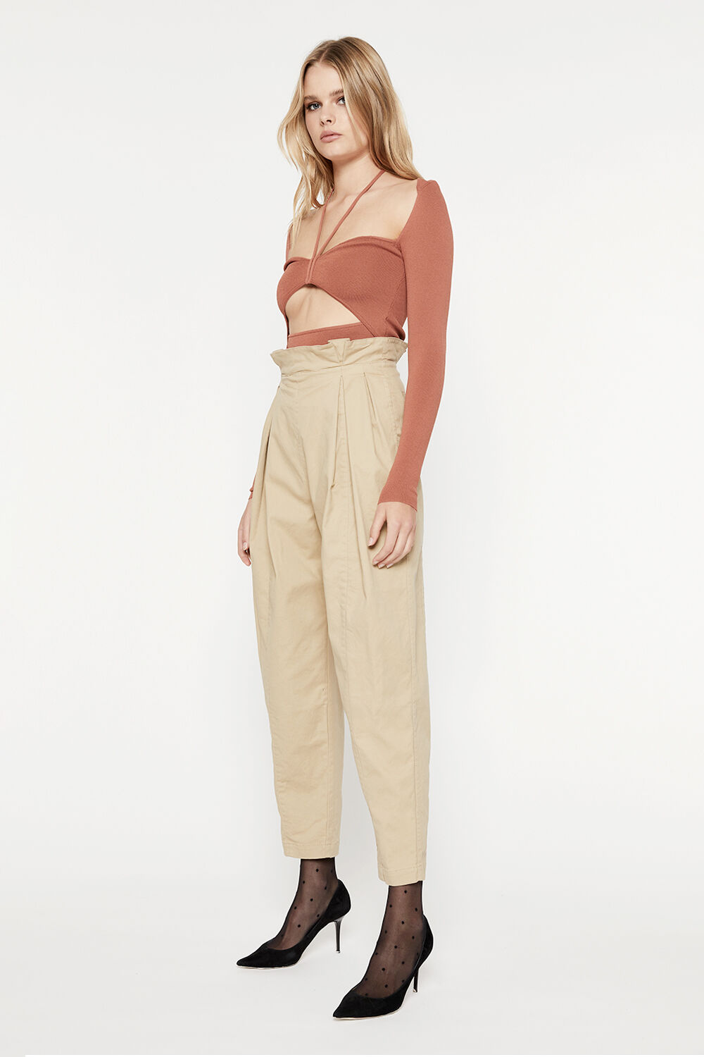 MAXWELL KNIT TOP in colour MOCHA BISQUE