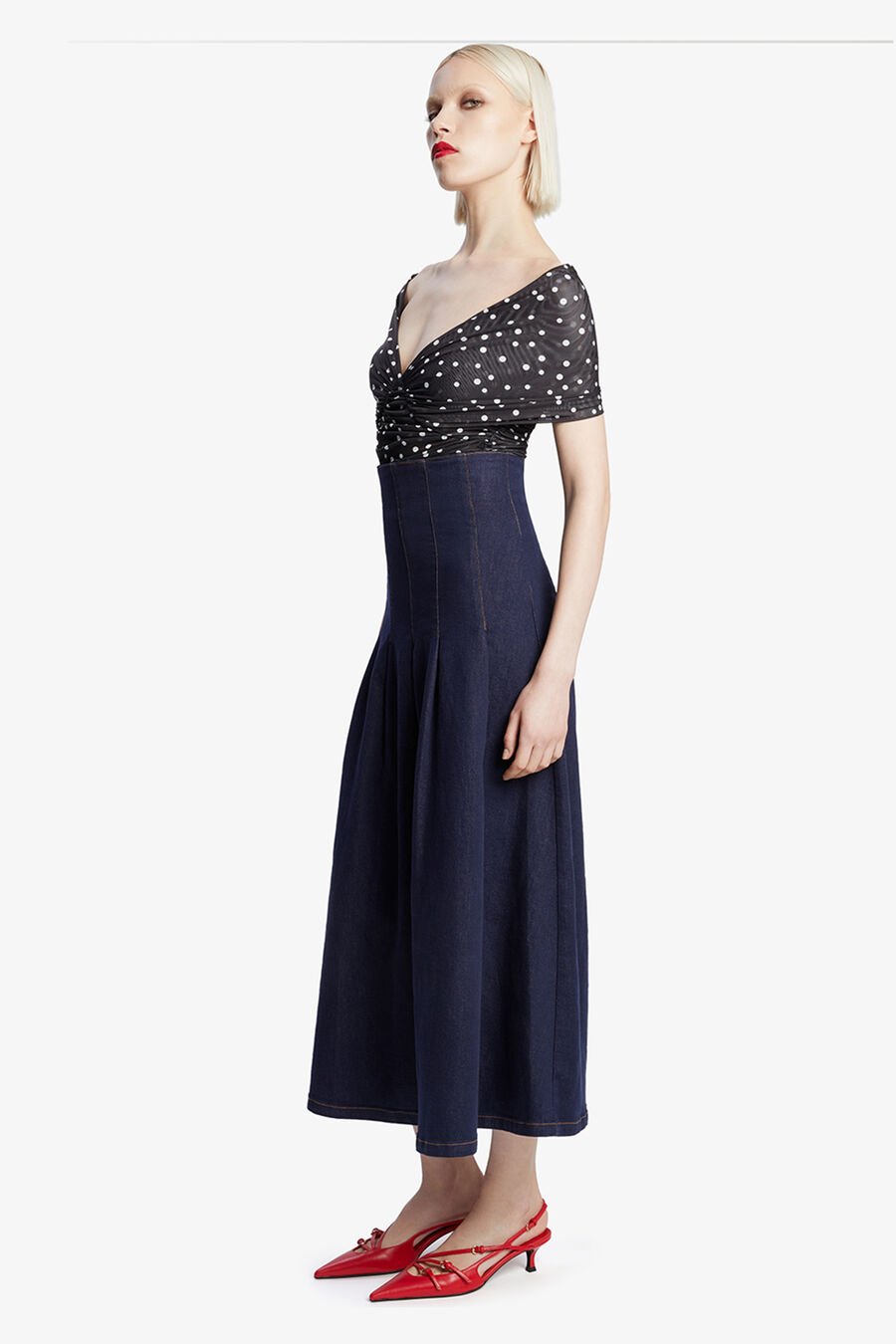 VESPERA SPOT MESH BODYSUIT in colour BLACK SPOT