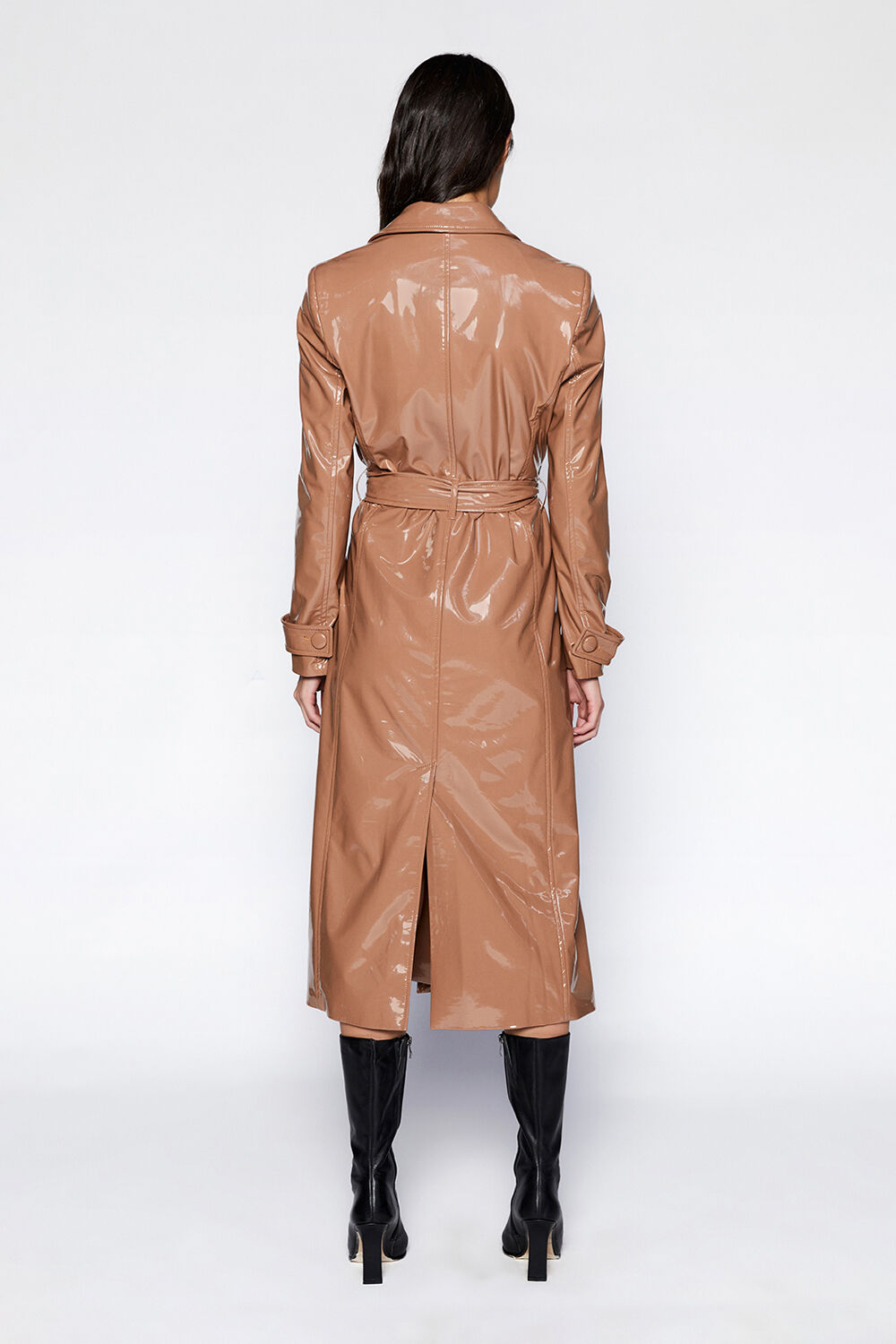 HI-SHINE TRENCH COAT in colour HONEY MUSTARD