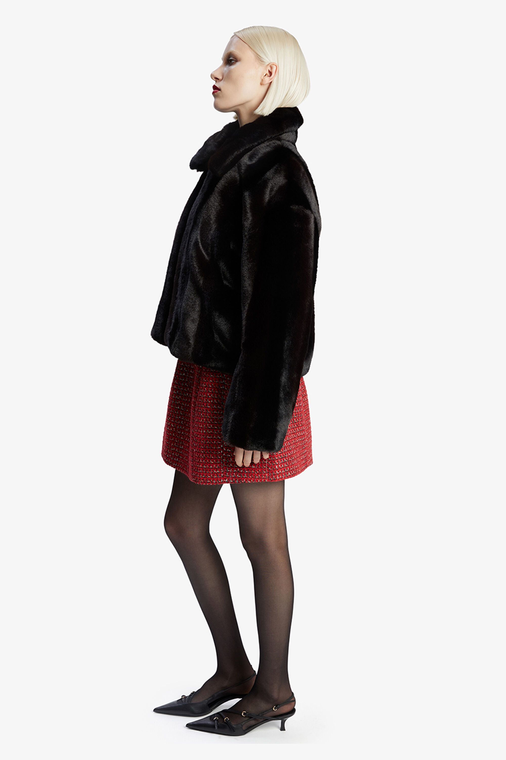 Sylvie Zip Faux Fur Jacket In Black | Bardot Sylvie Zip Faux Fur Jacket In Black | Bardot