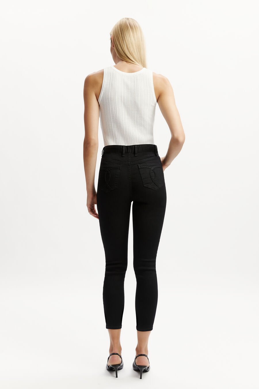 KHLOE HI CROP JEANS in colour BLACK