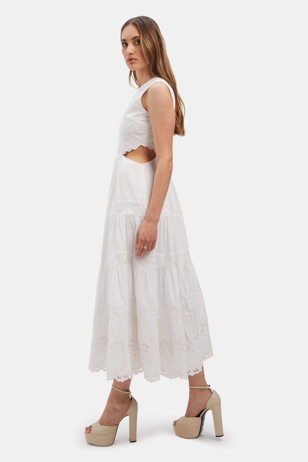 SWOON MIDI DRESS in colour BRIGHT WHITE
