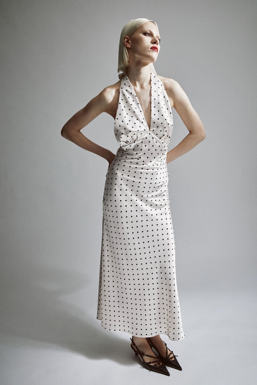 Citron Polka Dot Midi Dress