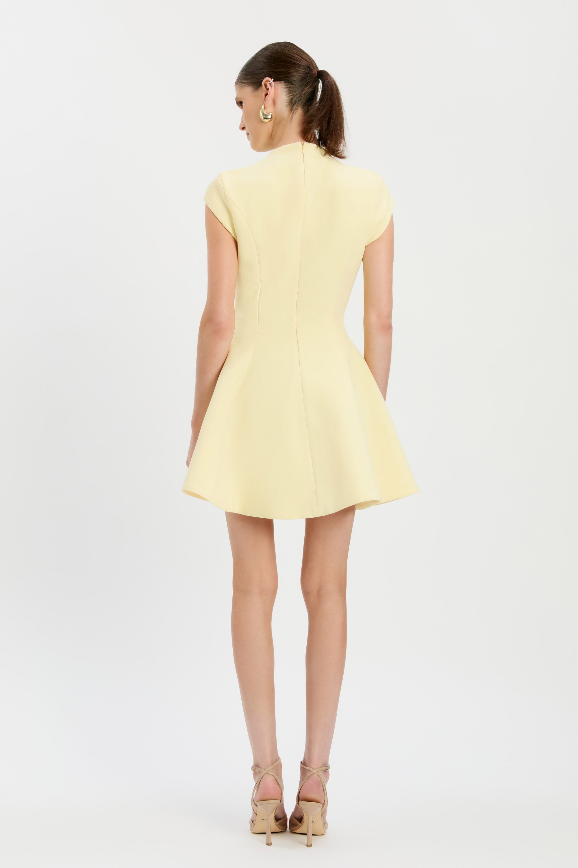 high neck yellow mini dress Maryam Cap Sleeve High Neck Lace Mini Dress Yellow by Girl In Mind