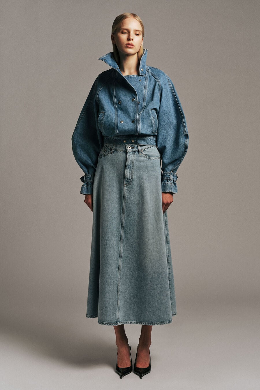030 Denim Midi Skirt