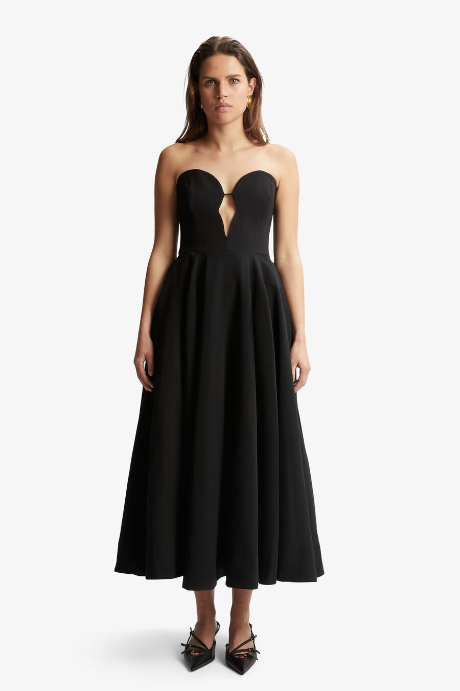 OPAL VOLUME MIDI DRESS in colour BLACK